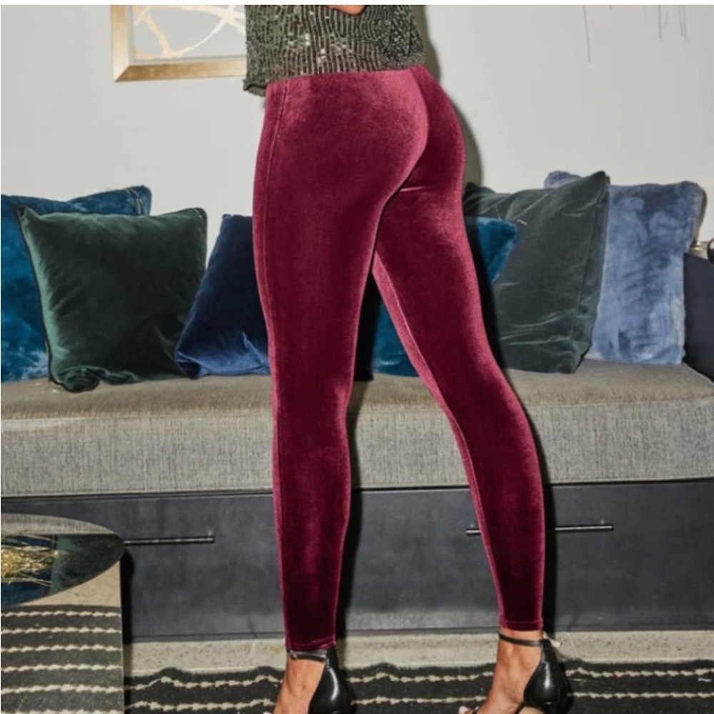 Spanx Velvet Leggings in Rich Burgundy